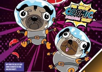 Artwork from the front of the first issue of Pugs In Space