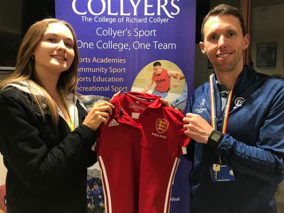 Collyers student Eloise Richards has been selected for the England under-18s hockey squad. Picture courtesy of The College of Richard Collyers