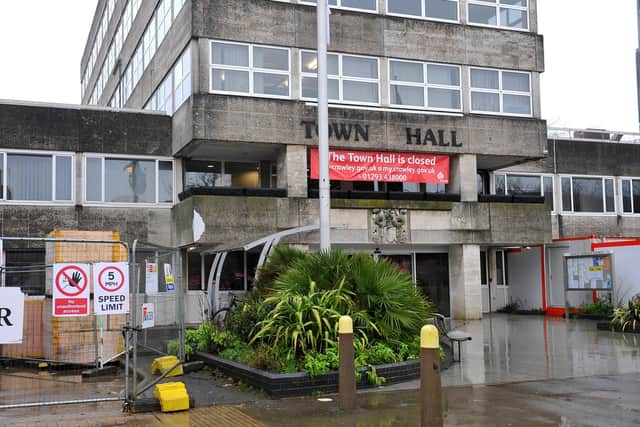 Crawley Town Hall. Pic Steve Robards SR2102021 SUS-210202-115716001