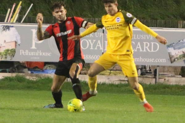 Action from Lewes' Sussex Senior Cup clash with Brighton & Hove Albion under-23s in 2018