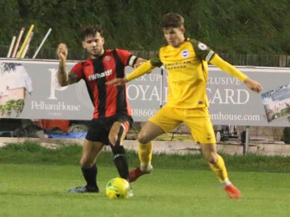 Action from Lewes' Sussex Senior Cup clash with Brighton & Hove Albion under-23s in 2018