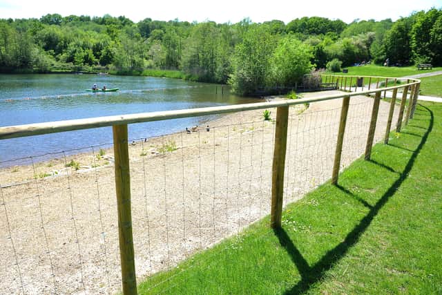 The "Beach area" at Southwater Country Park is now enclosed by a wire fence. Pic S Robards SR2106015 SUS-210106-172215001