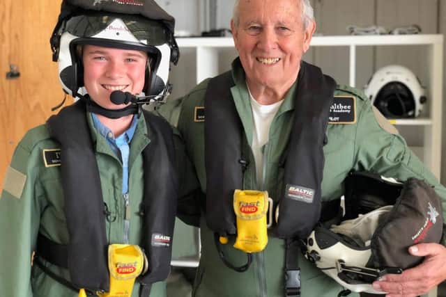 Malcolm Hanson was treated to a flight in a Spitfire for his 80th birthday, thanks to a heartfelt letter to Goodwood, written by his 12-year-old grandson Harrison