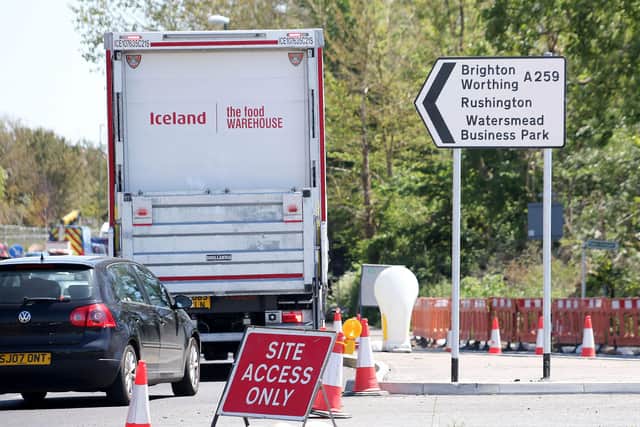 A new road sign in Littlehampton has incorrectly labelled Rustington as 'Rushington'