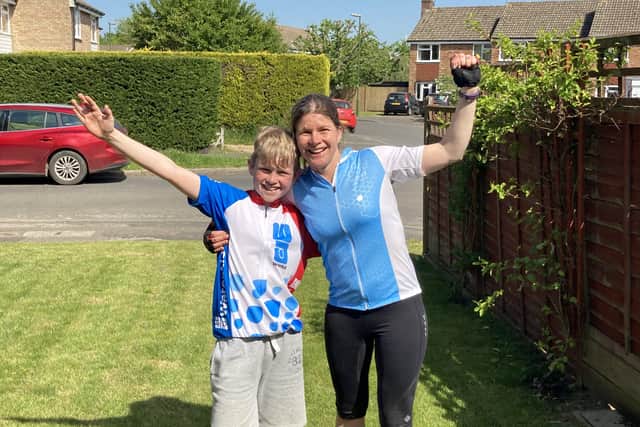 James Potten and his mum Lucinda, from Barns Green, cycled more than 40 miles togather to raise funds for WaterAid SUS-210806-085037001