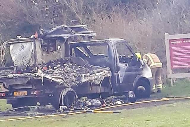 This council vehicle was destroyed by fire earlier this year, caused by a disposable barbecue