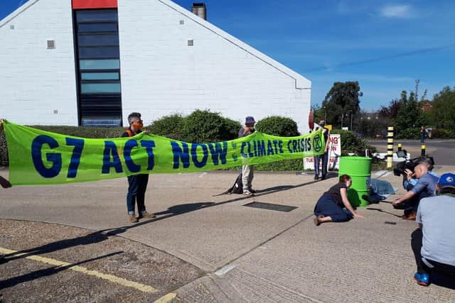 The protest is one of several being held by the group ahead of the G7 summit in Cornwall. Photo: Extinction Rebellion