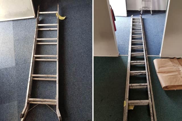Ladders used by thieves to break into Arundel Castle SUS-210206-173345001