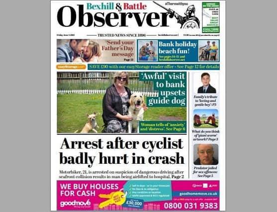 Today's front page of the Bexhill and Battle Observer SUS-210306-131820001