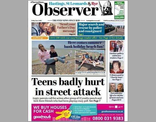 Today's front page of the Hastings and Rye Observer SUS-210306-131830001