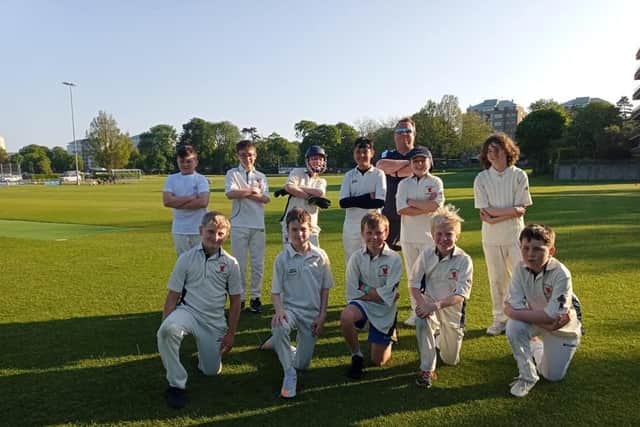 Pevensey under-12s with coach Dave Beck - they took on Eastbourne U12s at The Saffrons but were beaten