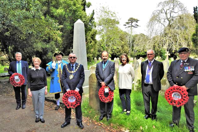 Wreaths were laid at the Cross of Sacrifice by East Worthing and Shoreham MP Tim Loughton, Worthing mayor Lionel Harman, High Sheriff of West Sussex Neil Hart and Worthing Veterans Association