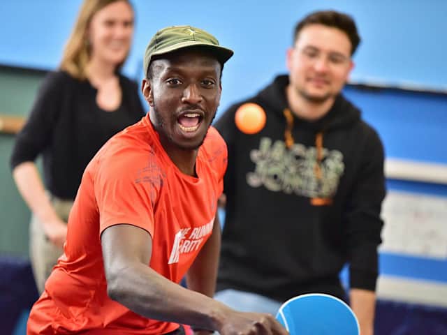 Claude Umuhire playing at Brighton Table Tennis Club