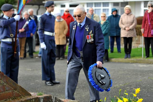 Laying a wreath at the Chaucery Memorial in Rustington. Picture: Steve Robards SR20021702