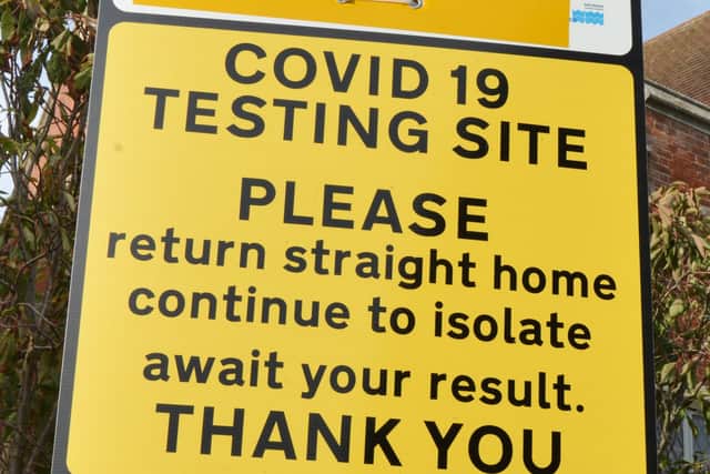 Covid Testing Centre sign. SUS-201020-152520001