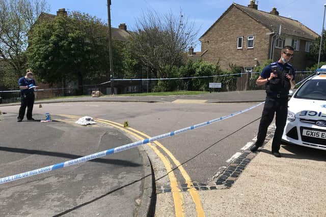 Police have taped off a section of Southdown Avenue, Hastings SUS-210806-115614001