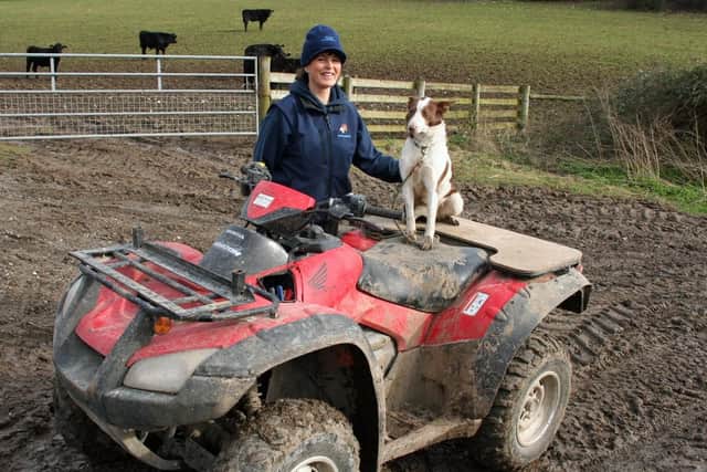 Caroline Harriott pictured at Lychpole Farm in Sompting with her dog, Meg