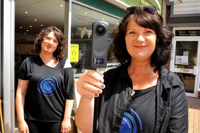 Jacqui Twine and her daughter, Alexis Tapping, with their 360 camera in Rustington. Picture: Steve Robards