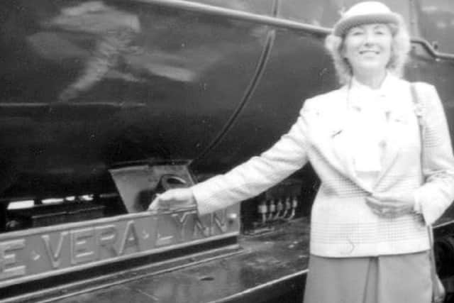 Dame Vera Lynn with the locomotive named after her