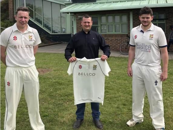 Hastings Priory - seen here with one of their main sponsors - revert to their white kits for timed games this weekend
