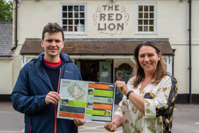 Thomas Parkhouse with Red Lion licensee Angelena Churcher. Picture: Frankie Julian
