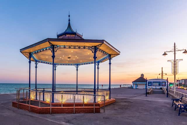 Bognor Regis seafront with the newly-refurbished bandstand