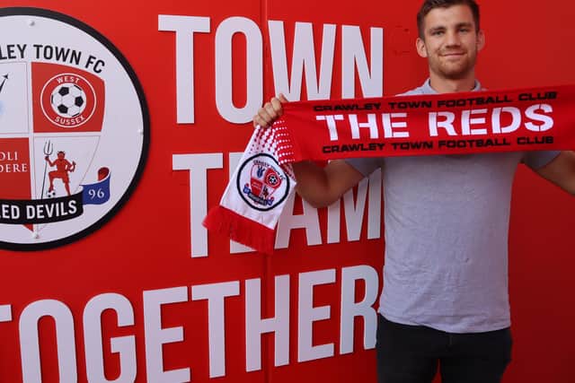 Former Millwall and Eastbourne Borough defender Harry Ransom has moved to Crawley Town. Picture courtesy of Crawlet Towb