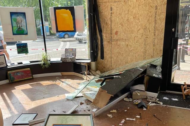Damage inside of the gallery