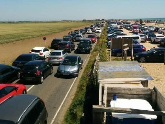 Queues on the way to Camber Sands beach. Photo by Rother District Council