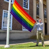 The rainbow flag will fly outside Worthing Town Hall throughout June as part of Pride month. Picture: Adur & Worthing Councils