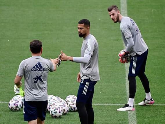 Robert Sanchez trains with the Spain squad ahead of the 0-0 draw against Sweden