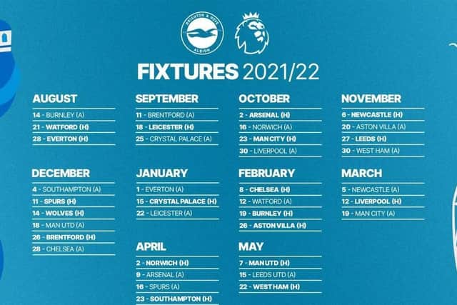 Brighton's 2021/22 fixtures in full