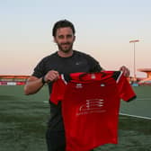 Chris Whelpdale pictured after he signed for EBFC last summer