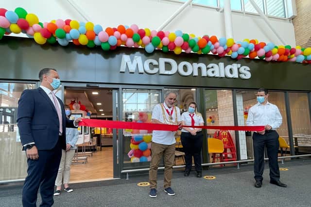 Brighton mayor, Alan Robins, opened the new McDonald's
