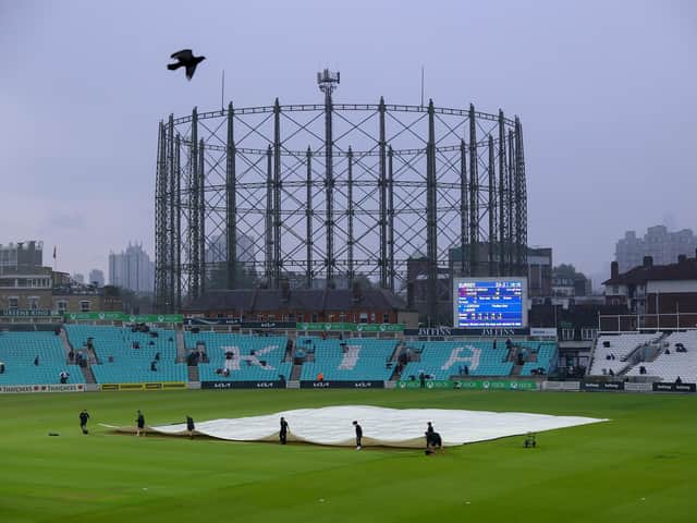 A soggy scene at The Oval / Picture: Getty
