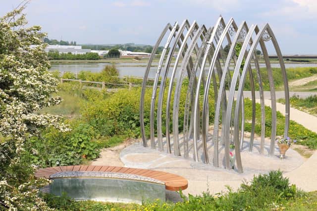 The memorial arches on the River Adur were installed as a lasting memorial to the 11 men who lost their lives in the Shoreham Airshow tragedy. SUS-191125-152051001