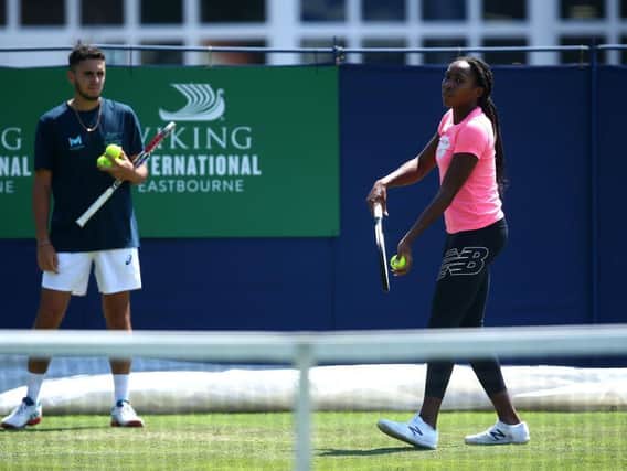 Cori Gauff during a practice session during day two of the Viking International Eastbourne at Devonshire Park / Picture: Charlie Crowhurst/Getty Images