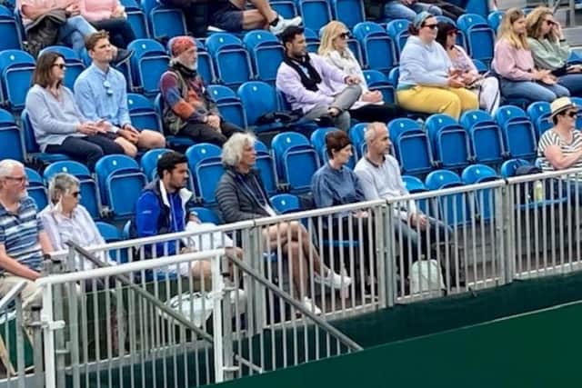 Camila Giorgi’s father, front row, watches the action
