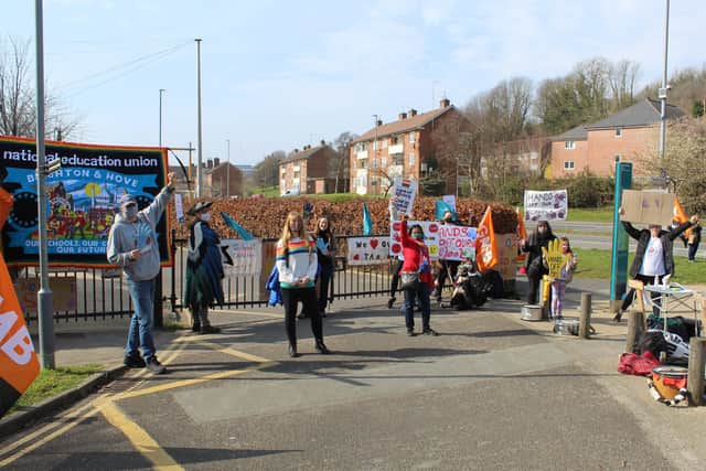 Strike action outside Moulsecoomb Primary School earlier this yeara