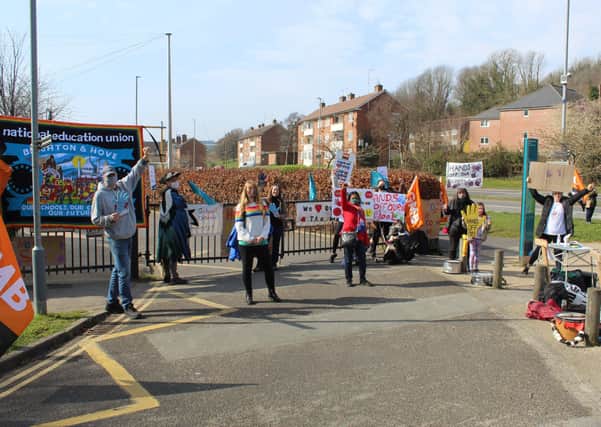 Strike action outside Moulsecoomb Primary School earlier this yeara