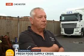 Kevin Puleston, the owner of Gela Freight Services, appeared on Good Morning Britain from an industrial unit off the A27 Chichester Bypass last week. Photo: GMB/ITV
