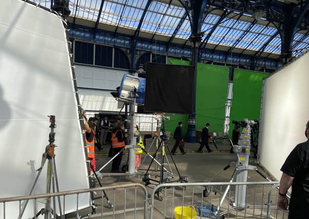 Filming taking place at Brighton station