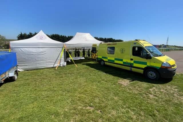 The Eastbourne District Scout Ambulance that will be used on Saturday for
vaccinations at Whitehawk Football Club in Wilson Avenue, East Brighton