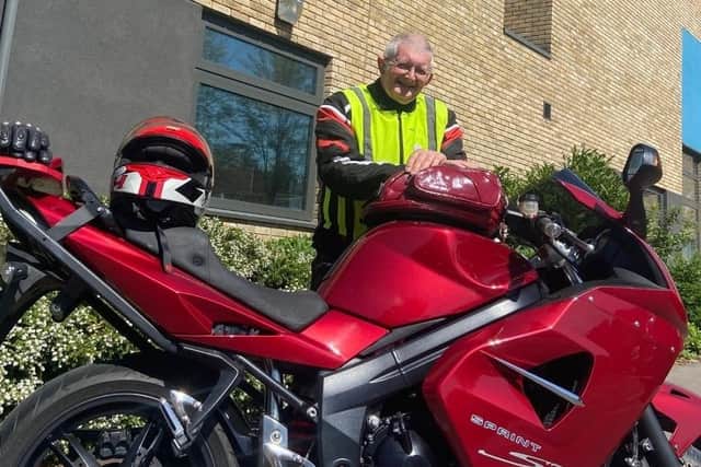 Transport driver Trevor Moore has continued to raise funds for Woodlands Meed School and College by collecting money at socially distanced biking events.