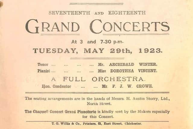 Chichester Orchestral Society concert programme from 1923