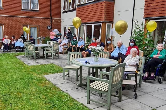 Residents at Croft Meadow care home, Steyning, enjoying the  party