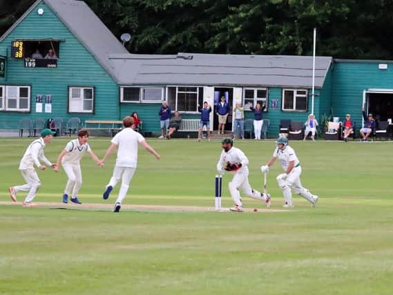 The winning moment in Crowhurst Park CC's village cup victory - the next round is on July 4
