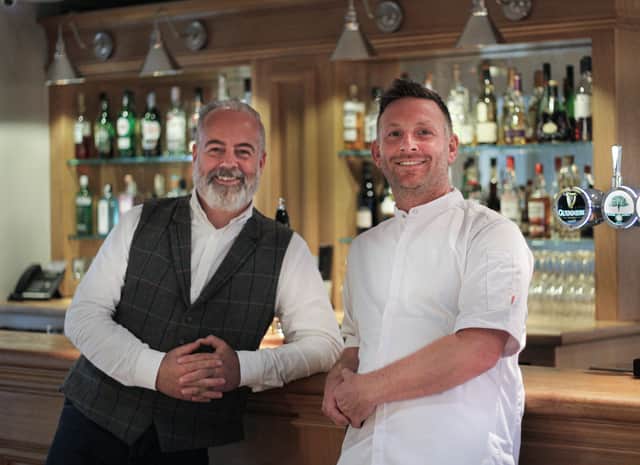 Billy Lewis-Bowker, general manager at the White Horse Inn, Sutton, and Ben Miller, the new head chef (Credit: Tiggy Lewis-Bowker)