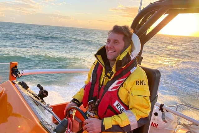 Shoreham lifeboat coxswain Steve Smith driving the all-weather lifeboat. Picture: RNLI
