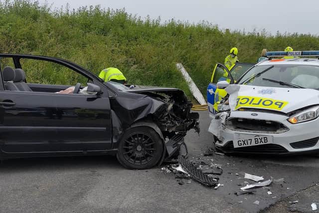 A police car was involved in the crash